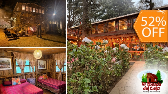 [Image: ¡Escapada con Clima Fresco! ¡Paga $37 en Lugar de $77 por Estadía de 1 Noche para 4 Personas en Habitación Doble + 2 Desayunos Típicos en Hotel y Restaurante La Posada del Cielo en El Pital, Chalatenango!m]