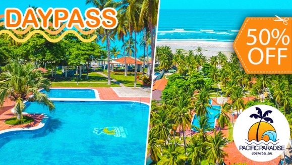 [Image: ¡Day Pass en Costa del Sol! ¡Paga $67 en Lugar de $134 por Day Pass Hasta Para 6 Personas en Pacific Paradise + Playa + Piscinas + Glorietas + Ingreso Gratis Para Niños de 0 a 7 Años!m]