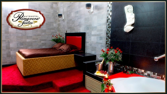 [Image: ¡Romántica Experiencia! ¡Paga Q295 en vez de Q630 por 3 Horas de Alojamiento en Suite de Lujo con Jacuzzi e Hidromasaje + Decoración Deluxe: 1 Docena de Rosas, Velas, Aromaterapia, Baño de Espuma, Globos Rojos + KIT DE AMENIDADES + Vale de descuentom]