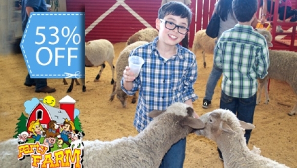 [Image: Paga Q45 en lugar de Q95 por 1 Brazalete de Ingreso para 1 Niño y 1 Adulto que incluye. Petting Zoo + Go Tractors + Camas Elásticas + Futios + Arenero + Toro Manual + Inflable Temático + Rueda de Chicago en Party Farm!m]