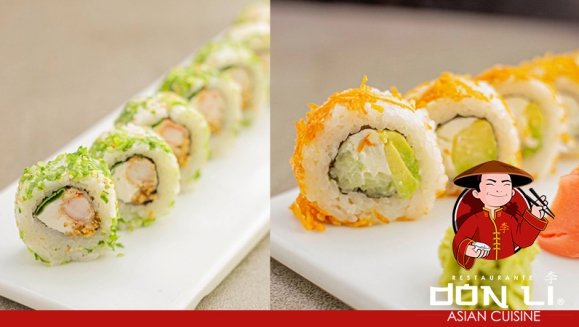 [Image: ¡Paga $24 en Lugar de $48 por Banquete de Sushi hasta para 5 Personas que Incluye: 1 Crunchy Crab Roll + 1 Honolulu Roll + 1 Manhattan Roll + 1 Char Siu Roll + 1 California Roll + 1 Orden de Wantanes de Pollo + 1 Pichel De Té Helado!m]