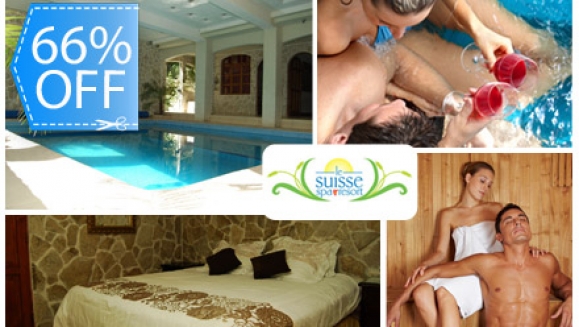 [Image: ¡Paga Q599 en vez de Q1,765 por Estadía para 2 Personas en Habitación con Chimenea + Botella de Vino + 2 Masajes + 2 Exfoliaciones Corporales + 2 Mascarillas + Tés Relajantes + Uso de Instalaciones en Le Suisse Spa &amp; Resort!m]