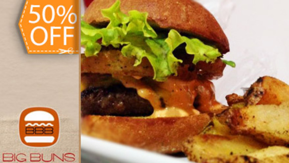 [Image: ¡Paga $8 en lugar de $16 en Todo el Delicioso Menú de Big Buns Burger!m]