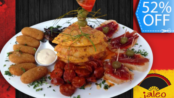 [Image: ¡Paga Q135 en lugar de Q280 por Exquisita Tabla Española para Compartir que incluye: Tortilla de Patata + Montaditos de Jamón Serrano + Champiñones al Ajillo + Chorizo al Vino + Croquetas de Pollo + Bebidas a Elección en Jaleo Restaurante!m]