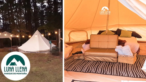[Image: ¡Paga Q789 en Vez de Q1,575 por Glamping para hasta 4 con Snacks de Bienvenida + Daypass de Aventura: Senderos Ecológicos, Mirador, Rio, Puente Colgante, Fogata y Canchas + Actividad a Elección entre Cuatrimoto, Bicicletas, Picnic o Churrasquera!m]