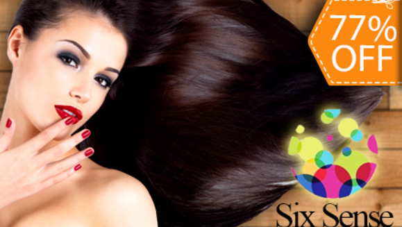 [Image: ¡Paga $20 en lugar de $86 por Tratamiento de Keratina y Argán + Depósito de Argán + Lavado + Corte de Puntas + Planchado + Manicure + Pedicure + Parafina en Manos y Pies en Six Sense!m]