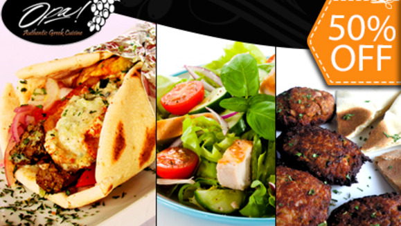 [Image: ¡Paga $10 en lugar de $20 en Todo el Sabroso Menú de Restaurante Opa!m]