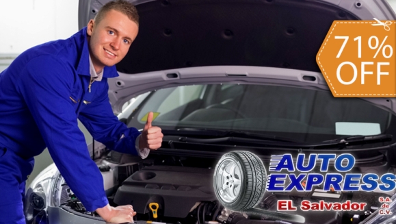 [Image: ¡Paga $26 en vez de $90 por 4/4 de Aceite ENI 20W50 y Filtro Kaiser + Alineado y Balanceo + Revisión Completa de Frenos y Amortiguadores + Rotación de Llantas + Lubricación Completa + Carwash y Pasteado a Máquina en Auto Express!m]