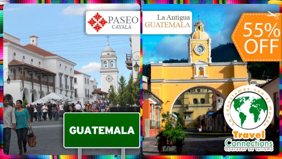 [Image: ¡Paga $30 en lugar de $65 por Tour Guiado a Antigua Guatemala y Paseo Cayalá + Snacks a Bordo +  Asistencia Migratoria con Travel Connections! ¡Sólo 100 cupones disponibles!m]