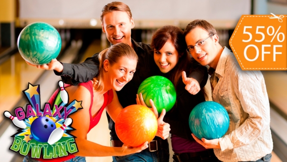 [Image: ¡Paga $10 en lugar de $22 por 1 Hora de Boliche para 5 personas + Alquiler de 5 Pares de Zapatos en Galaxy Bowling!m]