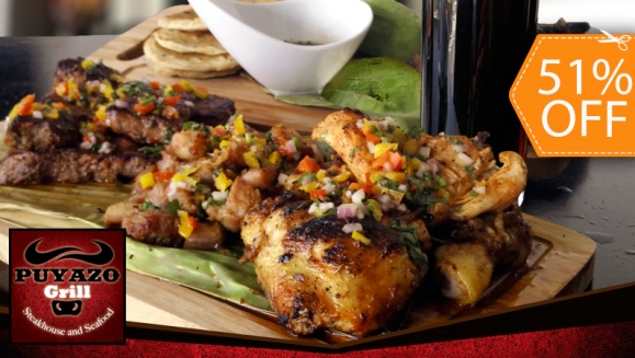 [Image: ¡Paga $13.50 en lugar de $27.50 por Parrillada de Carnes para 2 Personas con Lomo de Res, Pollo y Chicharrones + 2 Bebidas en Puyazo Grill!m]