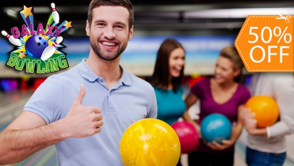 [Image: ¡Paga $90 en lugar de $180 por Paquete para 40 personas que Incluye: 1 Hora de Boliche + Alquiler de 40 Pares de Zapatos + Uso de 8 Pistas + 8 Bowls de Palomitas en Galaxy Bowling!m]