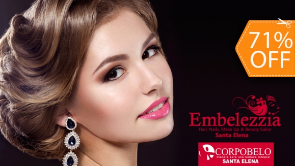 [Image: ¡Paga $25 en lugar de $86 por Paquete de Fiesta que Incluye: Maquillaje Profesional y Peinado + Lavado Spa + Manicure y Pedicure Express + Esmaltado Permanente en Manos en Embelezzia!m]