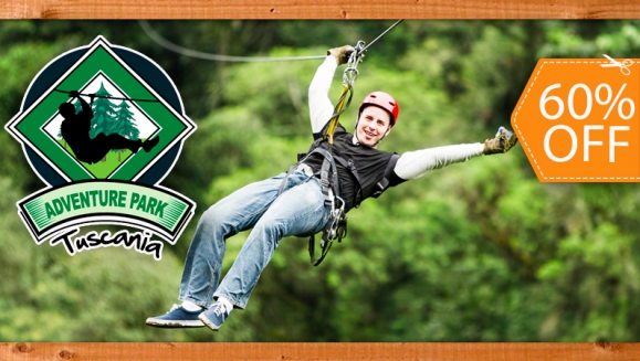 [Image: ¡Paga $10 en vez de $25 por Recorrido Extremo de Canopy en Adventure Park, Tuscania!m]