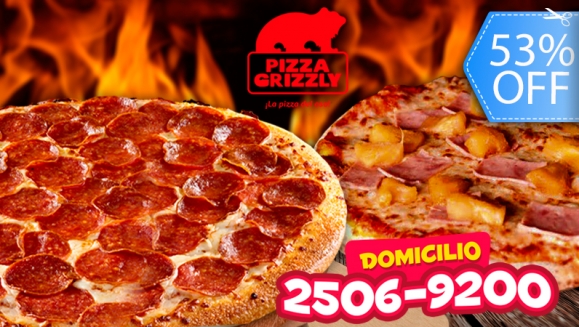 [Image: ¡Doblemente DeliciOSO! ¡Paga Q99 en lugar de Q212 por 2 Pizzas Grandes de 14” a Elección a Domicilio en Pizza Grizzly!m]