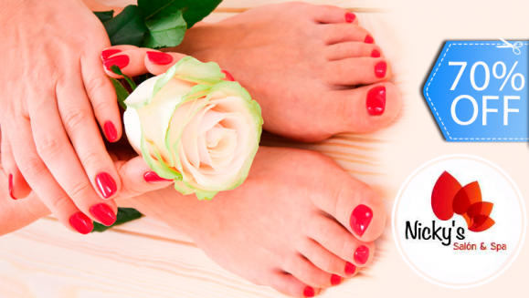 [Image: ¡Paga Q79 en vez de Q260 por Manicure y Pedicure de Chocolate o Naranja + Aplicación de Gelish en Manos y Pies + Depilación de Ceja o Bigote en Nicky's Salón!m]