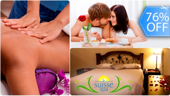 [Image: ¡Paga Q374 en vez de Q1,550 por Estadía para 2 Personas en Habitación con Chimenea + Día de Spa (Sauna, Jacuzzi e Hidroterapia Ilimitados) + Masaje Relajante de Bambuterapia, Mascarilla Mineralizante y Más en Le Suisse Spa!m]