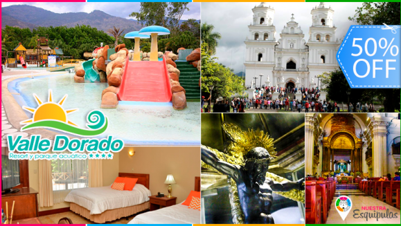 [Image: ¡Paga Q1,324 en vez de Q2,649 por Tour Guiado + Transporte en Bus de Litegua a Esquipulas + Visita a la Ciudad y a la Basílica + Estadía para 2 Adultos y 2 Niños en Resort Valle Dorado + Desayunos + Entradas al Parque Acuático y Atracciones!m]