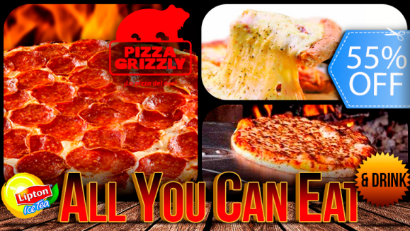 [Image: ¡Paga Q39.99 en lugar de Q88 por DeliciOso ALL YOU CAN EAT de Pizza + ALL YOU CAN DRINK de Té Frío o Gaseosa + Bola de Helado en Pizza Grizzly!m]