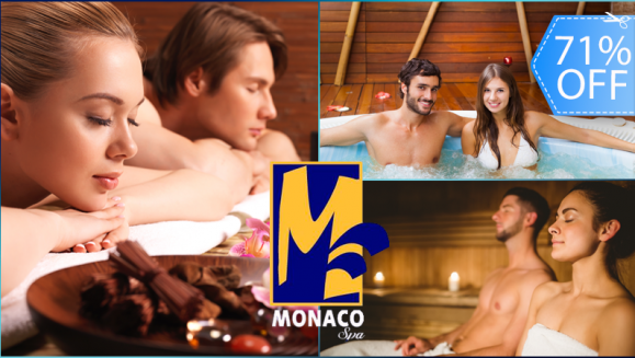 [Image: ¡Paga Q99 en lugar de Q345 por Día de Spa que Incluye: Uso de Piscina + Jacuzzi + Sauna o Temazcal + Masaje Relajante o de Piedras Calientes + Bebida a Elección en Hotel Mónaco Spa!m]