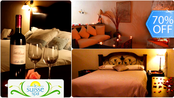 [Image: ¡Paga Q449 en vez de Q1,520 por Estadía para 2 en Habitación con Decoración Romántica y Botella de Vino + Día de Spa (Masajes Relajantes, Mascarillas Faciales, Tés Relajantes) + Uso Ilimitado de Sauna, Jacuzzi e Hidroterapia en Le Suisse Spa!m]