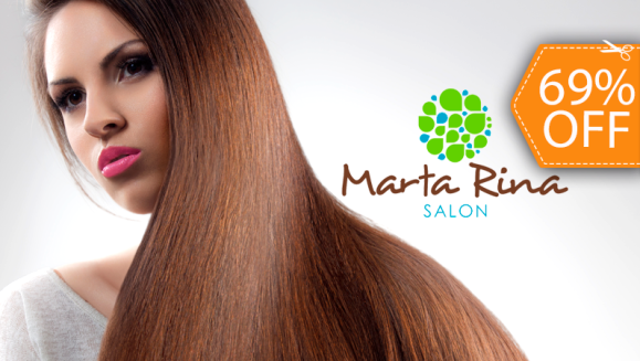 [Image: ¡Sin importar largo o volumen! ¡Paga $39 en lugar de $125 por Alisado de Keratina + Lavado Spa + Tratamiento Hidratante + Masaje Capilar + Secado o Planchado + Corte de Limpieza de Puntas en Marta Rina Salón!m]