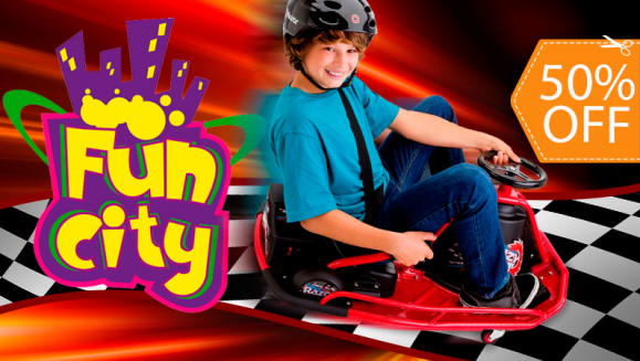 [Image: ¡Paga $20 y Recibe $40 en el Uso de Mini Crazy Cart, Crazy Cart XL y Gokart en Funcity!m]