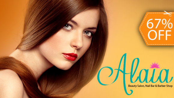 [Image: ¡Paga $15 en lugar de $45 por Tratamiento de Hidratación + Limpieza de Puntas + Planchado o Secado + Manicure + Pedicure + Depilación de Ceja o Bozo en Alaia Salónm]
