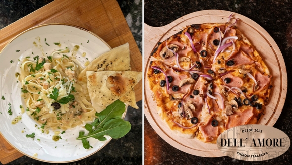 [Image: ¡Atención Amantes de la Comida Italiana! ¡Paga $28 en Lugar de $54.80 por Banquete para 4 que Incluye: 2 Pizzas a Elección: Margarita o Diavola + 2 Pastas Alfredo con Pollo + 4 Té Helados con Refill!m]