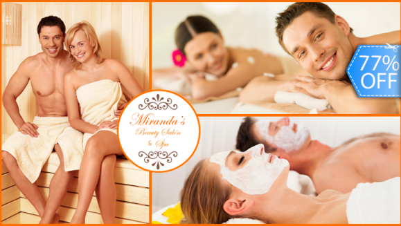 [Image: ¡Paga Q175 en lugar de Q775 por Circuito de Spa Urbano para 2 con Sauna Húmedo + Sauna Seco + Masaje Relajante + Mascarilla Facial de Vitamina C + Sesión de Bronceado en Cámara en Miranda´s Spa!m]