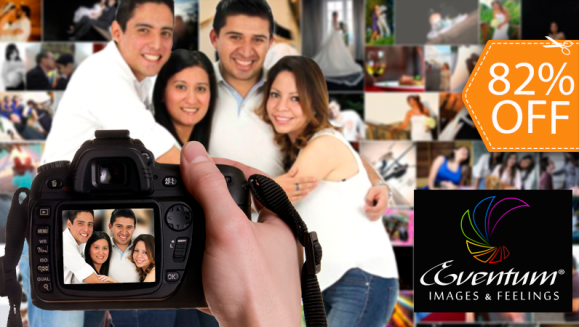 [Image: ¡Paga $22 en lugar de $125 por Sesión Fotográfica de 60 Minutos que Incluye: 150 Fotografías Digitales + 20 Fotografías Editadas + 7 Fotografías Impresas en Eventum!m]