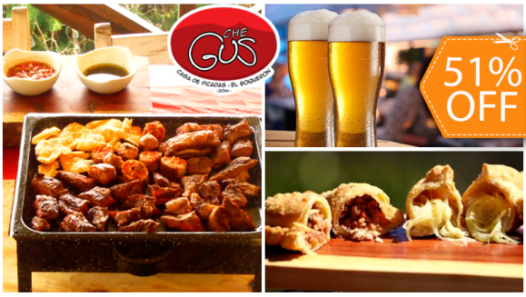 [Image: ¡Paga $23 en lugar de $46.50 por Delicioso Banquete Argentino para 2 que Incluye: Picada de Carne + Orden de Empanadas a Elección + 2 Bebidas a Elección en Che Gus, Casa de Picadas en el El Boquerón!m]
