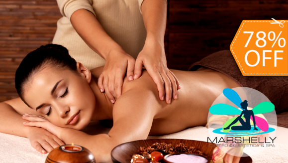 [Image: ¡Paga $16 en lugar de $74 por 1 Masaje Relajante + Digitoterapia + Esmaltado en Pies + Bebida Refrescante en Marshelly!m]