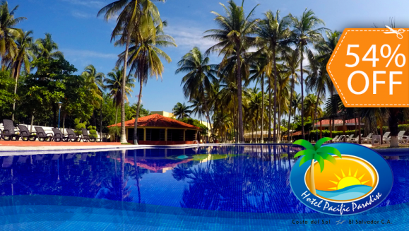 [Image: ¡Paga $61 en vez de $133 por Estadía de 1 Noche para 2 Adultos y Hasta 2 Niños que Incluye: 2 Desayunos a La Carta + 4 Snacks Paradise + 2 Tickets de Bebidas de Bienvenida en Hotel Pacific Paradise!m]