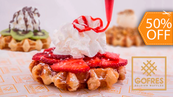 [Image: ¡Paga $5 y consume $10 en todo el Irresistible Menú de Gofres!m]