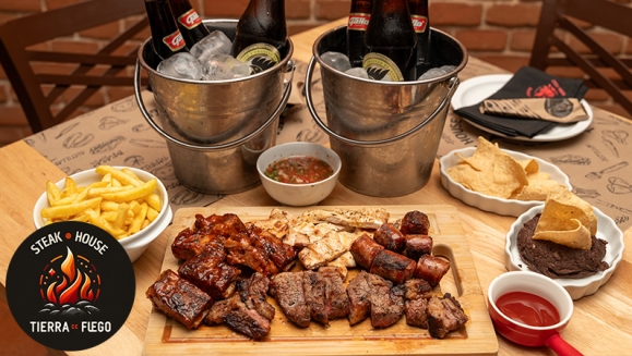 [Image: ¡After Office! ¡Paga Q299 en Vez de Q500 por Parrillada Mixta de 2 Lb que Incluye: Puyazo o Lomito + Costilla de Cerdo BBQ + Filete de Pollo + Chorizo Argentino + Chimichurri + Chirmol + 2 Acompañamientos a Elección + 1 Cubetazo de 6 Cervezas Gallo!m]