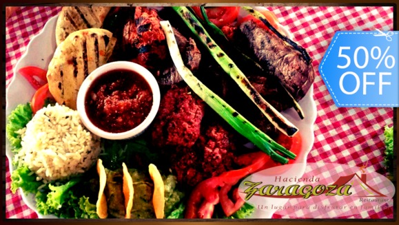 [Image: ¡Paga Q147 en vez de Q295 por Parrillada Chapina para 2 que Incluye: 8 Onzas de Lomito o Puyaso + 8 Onzas de Adobado + 2 Tortillas con Queso + 2 Longanizas o Chorizos + 2 Guarniciones + Cebollines + Chirmol + 2 Bebidas Naturales en Hacienda Zaragoza!m]