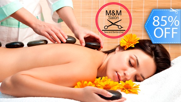 [Image: ¡Paga Q59 en lugar de Q400 por Masaje Relajante con Piedras Termales + Masaje Cráneo Facial + Aromaterapia + Servicio de Ducha + Té Relajante en M&amp;M Salón y Spa!m]