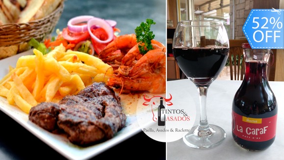 [Image: ¡Paga Q199 en lugar de Q415 por 2 Exquisitos Platos Mar y Tierra con ½ Libra de Puyazo y 6 Onzas de Camarones (Cada Uno) + Ensalada y Papas Fritas + 1 Garrafita de Vino “La Caraf” en Tintos y Asados!m]