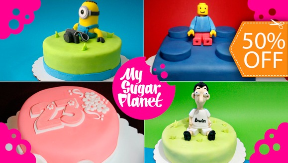 [Image: ¡Paga $15 en lugar de $30 por Pastel Decorado de 15 Porciones de My Sugar Planet!m]