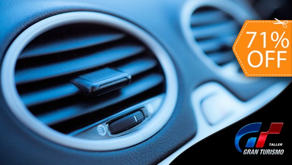 [Image: ¡Paga $21 en lugar de $72 por Carga Completa de Aire Acondicionado + Limpieza de Blower + Limpieza de Filtro de Cabina + Revisión de Fugas + Aromatizado de Sistema + Check Engine + Car Wash Completo en Taller Gran Turismo!m]