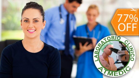 [Image: ¡Paga $30 en lugar de $130 por Exámenes de Laboratorio a Elección entre Perfil Rutinario, Diabético, Tiroideo o Prostático + Consulta Médica General en Laboratorio Clínico ATMedic y Clínica Tusalud!m]