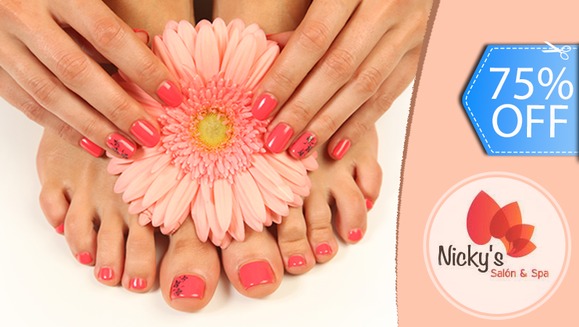 [Image: ¡Paga Q65 en vez de Q260 por Manicure y Pedicure Express de Chocolate o Naranja + Aplicación de Gelish en Manos y Pies con Garantía en Nicky's Salón!m]