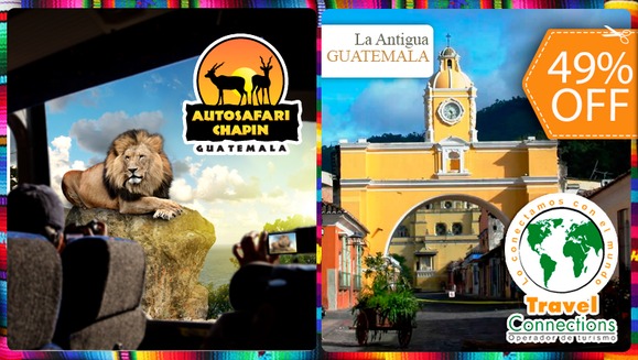 [Image: ¡Paga $38 en lugar de $75 por Tour Guiado a Guatemala: Visita al Auto Safari Chapín (Incluye Guía y Tour en Lancha) + Paseo a Antigua Guatemala + Asistencia Migratoria con Travel Connections! ¡Solo 50 Cupones Disponibles!m]