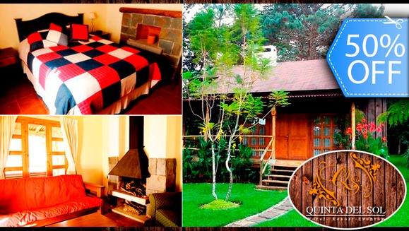 [Image: ¡Paga Q833 en vez de Q1,665 por Estadía hasta para 8 Personas en Cabaña Máster con:  2 Habitaciones, Sala, Chimenea, Cocina Equipada, Balcón y Más + Desayunos, Fogata, Marshmallows y Más en Hotel Quinta del Sol!m]