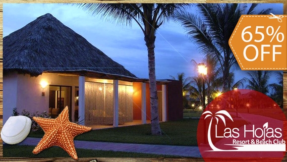 [Image: ¡Paga $70 en vez de $199 por Estadía de 1 Noche Hasta para 4 Personas en Bungalow Junior en el Exclusivo Las Hojas Resort Beach and Club! ¡SOLO 153 CUPONES DISPONIBLES!m]