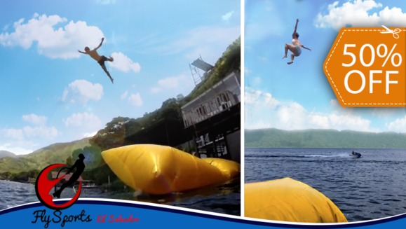 [Imagen:¡Empápate de Adrenalina! ¡Paga $10 en lugar de $20 por 6 Saltos en Blob Jumper en el Lago de Coatepeque!]