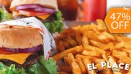 [Imagen:¡Paga $11 en Lugar de $20.90 por 2 Hamburguesas a Elección: Clásica de Res o La de Pollo + 2 Ordenes de Papas Fritas + 2 Tés Helados con Refill!]