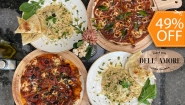 [Image: ¡Atención Amantes de la Comida Italiana! ¡Paga $28 en Lugar de $54.80 por Banquete para 4 que Incluye: 2 Pizzas a Elección: Margarita o Diavola + 2 Pastas Alfredo con Pollo + 4 Té Helados con Refill!m]