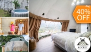[Image: ¡Glamping en Domo de Lujo! ¡Paga $90 en Lugar de $150 por Estadía Para 2 Personas en Domo Totalmente Equipado Con: Cocina, Baño Privado, Cama Doble, Aire Acondicionado, Jacuzzi, Áreas Para el Descanso y Más!m]